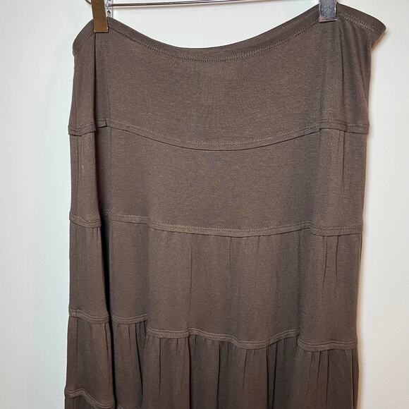 Y2K Tiered Ruffle Maxi Skirt Brown Sz Small Long Boho Cottage Ren Faire Festival - Picture 5 of 6